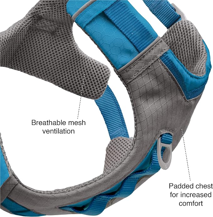 Kurgo Journey Air Dog Harness, Black, Extra Small | Padded Chest, Ripstop Outer & Breathable Mesh, Back Assist Handle, Rust-Free Aluminum Hardware, Reflective Trim