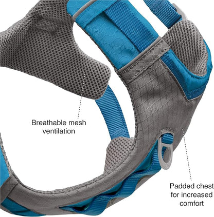 Kurgo Journey Air Dog Harness, Orange, Medium | Padded Chest, Ripstop Outer & Breathable Mesh, Back Assist Handle, Rust-Free Aluminum Hardware, Reflective Trim