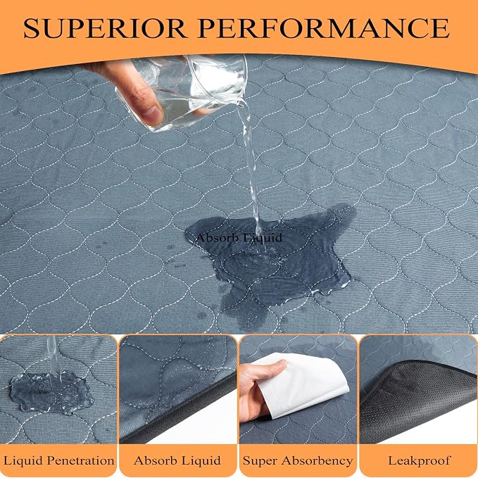 Bunlitent Washable Pee Pads for Dogs, 83'' Diagonal Octagon, 2 Pack, Grey | Designed for 24'' Width 8 Panels Dog Playpen, Non-Slip, Super Absorbent, Reusable, Waterproof, For Dog Playpen, Crate, Car