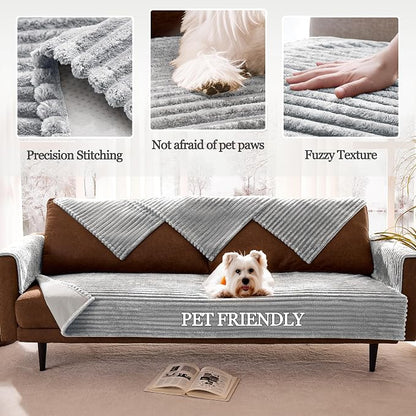 Waterproof Couch Cover for Dogs Non-Slip, Fuzzy Soft Pet Couch Covers for Sofa, Pet Friendly Area Rug Dog Bed Covers Washable Sofa Cover Mat (Seagull Gray, 58" x 82" 1 Pack)