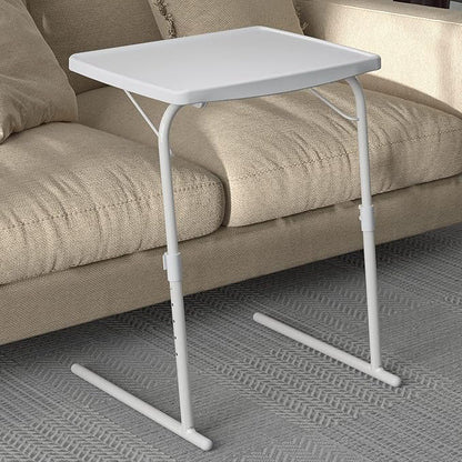Allpop Max TV Tray Table, Large TV Dinner Tray for Eating, Adjustable Tray Stand on Couch & Bed, Folding Laptop Table with 6 Heights & 3 Tilt Angles, White