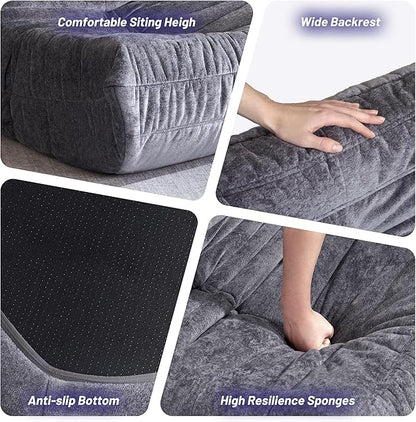 HABUTWAY Bean Bag Chair, Giant Bean Bag Chairs for Adults, Bean Bag Sofa with Filler Faux Fur, Memory Foam Bean Bag Couches Fireside Lazy Sofa for Living Room, Bedroom, Office (Grey)