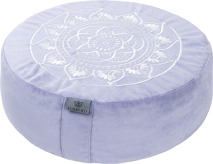 Florensi Meditation Cushion - Comfortable Floor Pillow - Traditional Tibetan Meditation Pillow with Beautiful Velvet Cover - Large Floor Cushion Seating for Adults - Premium Yoga Buckwheat Bolster