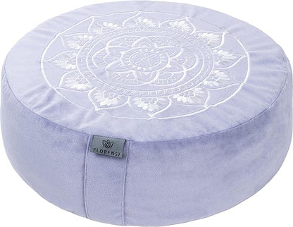 Florensi Meditation Cushion - Comfortable Floor Pillow - Traditional Tibetan Meditation Pillow with Beautiful Velvet Cover - Large Floor Cushion Seating for Adults - Premium Yoga Buckwheat Bolster