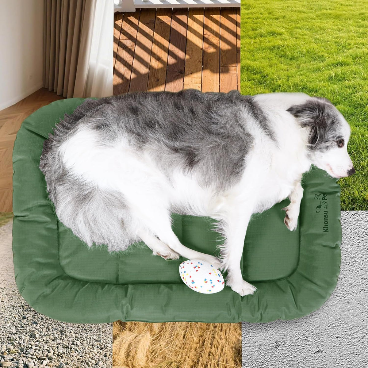 KHONSU PET Durable Dog Bed Tough and Tear Proof Dog Crate Bed, 800lbs Tear Strength PVC-Backed Waterproof Ped Bed Mat Indoor & Outdoor Use for Dogs up to 25 lbs