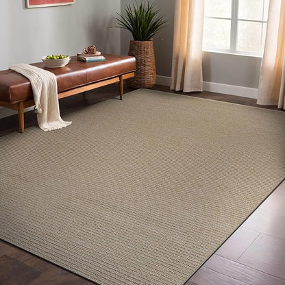 Non Slip Beige Solid Rubber Back Thing Rug for Living Room 5x7 Area Rugs for Kitchen, Rugs for Bedroom, Stain Resistant Easy Cleaning Non Shedding Carpet Beige 5 x 7