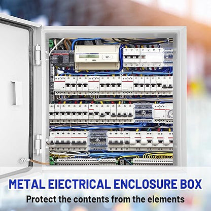 Outdoor Electrical Box 20 x 20 x 8''D NEMA 4X Enclosure Steel Box, Waterproof &