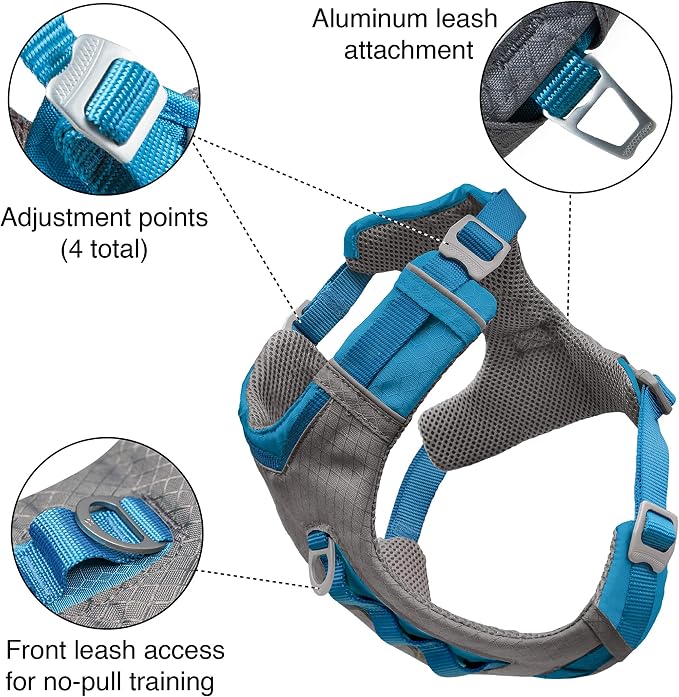 Kurgo Journey Air Dog Harness, Orange, Medium | Padded Chest, Ripstop Outer & Breathable Mesh, Back Assist Handle, Rust-Free Aluminum Hardware, Reflective Trim