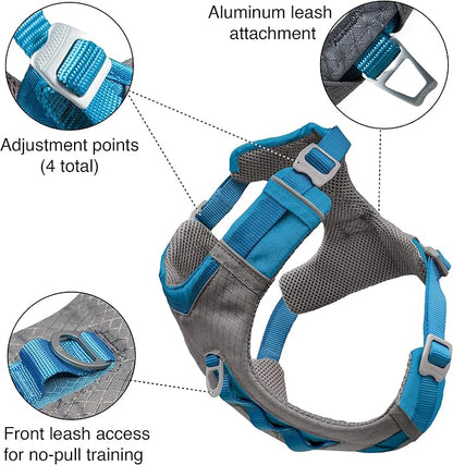 Kurgo Journey Air Dog Harness, Orange, Medium | Padded Chest, Ripstop Outer & Breathable Mesh, Back Assist Handle, Rust-Free Aluminum Hardware, Reflective Trim