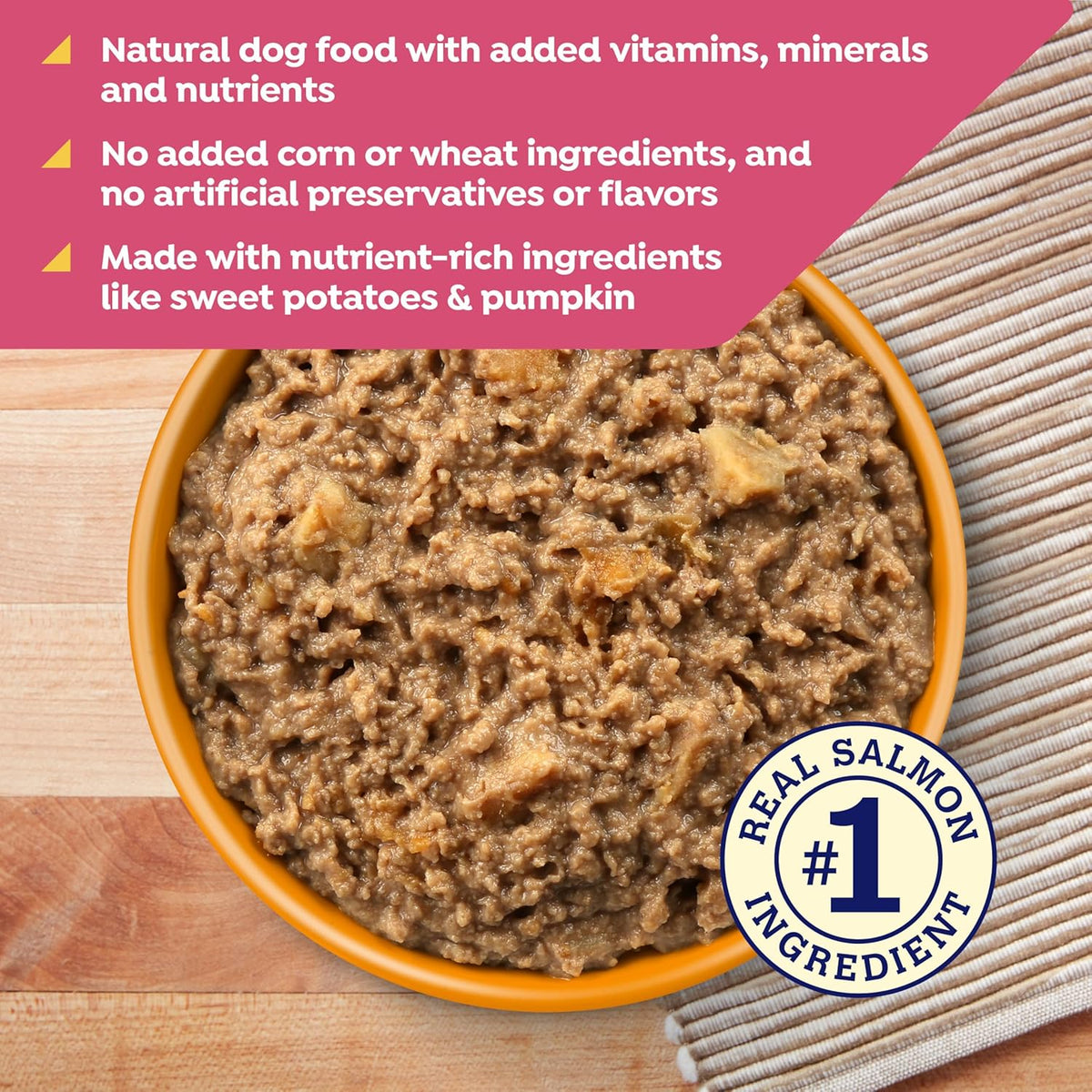Nature's Recipe Grain Free Salmon, Sweet Potato, and Pumpkin Recipe Wet Dog Food, 13 oz. Can, 12 Count