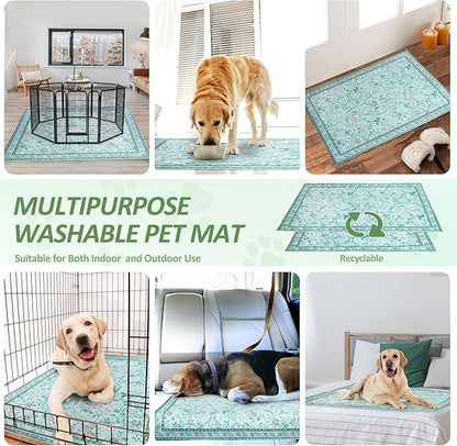 Washable Pee Pads for Dogs 72"x 72", Super Absorbent Boho Reusable Puppy Pads with Colorful Flowers Patterns for Potty Training, Floor, Couch, Bed, and Crate