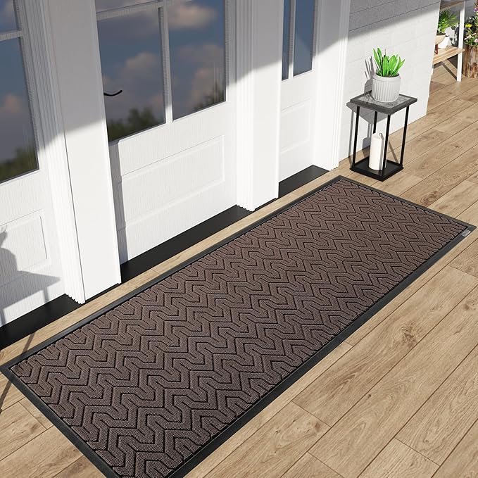 Yimobra 72x24 Indoor Outdoor Runner Rug, Heavy-Duty Entrance Mat for High Traffic Areas, Commercial Grade Welcome Door Mat, Easy Clean Brown