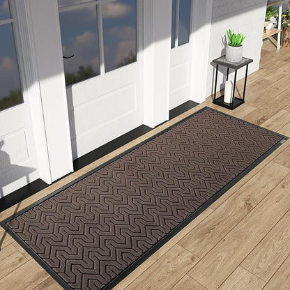 Yimobra 72x24 Indoor Outdoor Runner Rug, Heavy-Duty Entrance Mat for High Traffic Areas, Commercial Grade Welcome Door Mat, Easy Clean Brown
