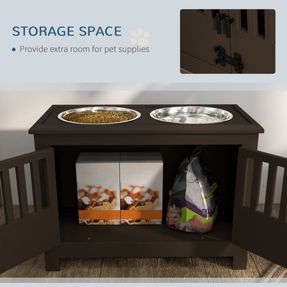 Dog Food Storage Cabinet with Bowls & Dog Feeding Station, Espresso