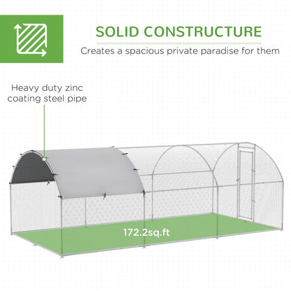 Large Chicken Coop Metal Chicken Run with Waterproof and Anti-UV Cover, Dome Shaped Walk-in Fence Cage Hen House for Outdoor and Yard Farm Use, 1" Tube Diameter, 9.2 x 18.7 x 6.5