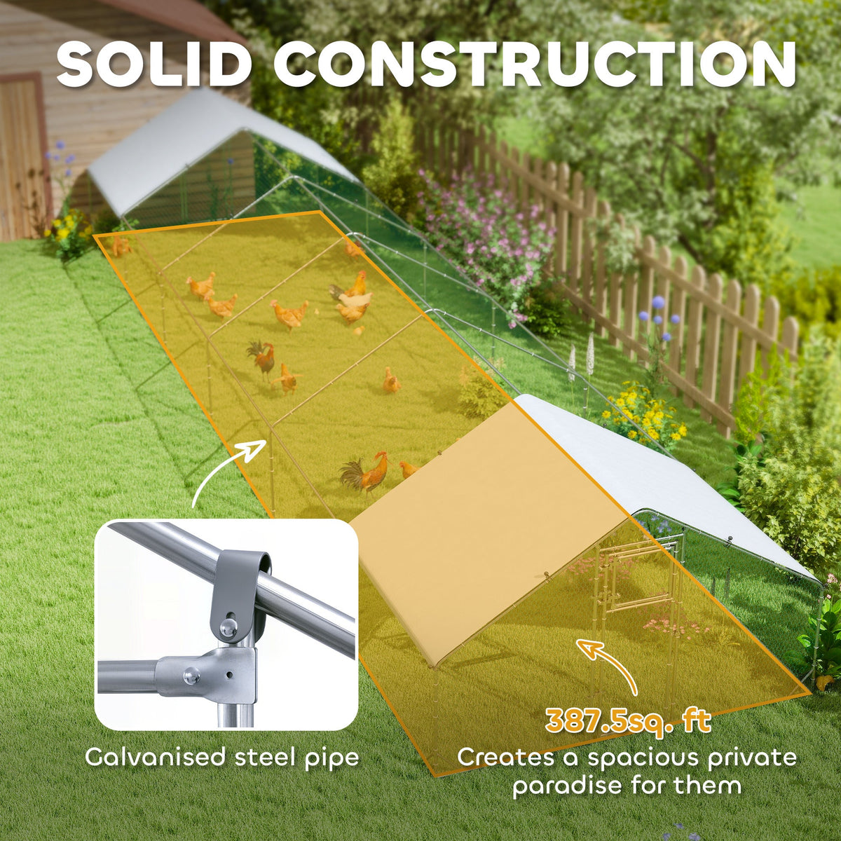 Large Chicken Coop with Waterproof and Anti-UV Cover, Spire Shaped for Outdoor and Yard Farm Use, 39 x 10 x 6.4