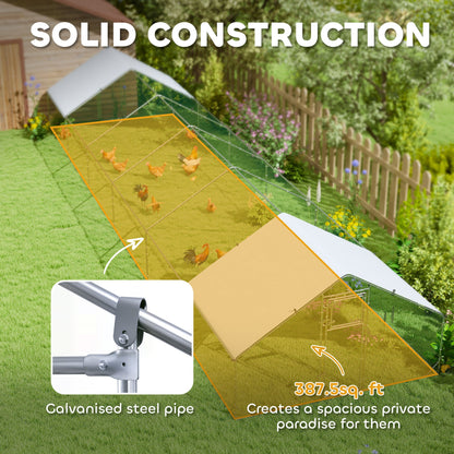 Large Chicken Coop with Waterproof and Anti-UV Cover, Spire Shaped for Outdoor and Yard Farm Use, 39 x 10 x 6.4