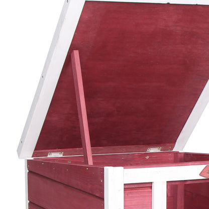 Small Wooden Rabbit Hutch Bunny Cage Guinea Pig Cage Duck House Dog House with Openable & Waterproof Roof, for Rabbits, Chickens, Ducks, Red