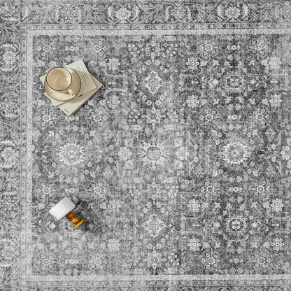 Blue 2x3 Entryway Area Rug Machine Washable Door Mat Kitchen Vintage Distressed Non Slip Carpet Indoor Traditional Floral Accent Throw Small Rug for Bathroom Office Bedroom Living Dining Room