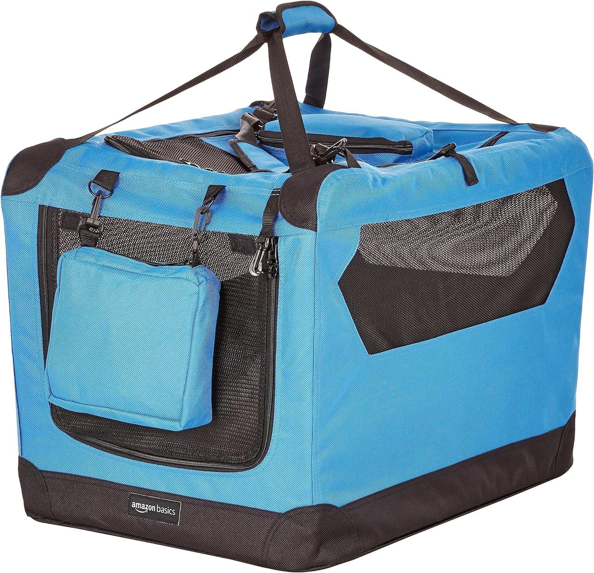 Amazon Basics Folding Portable Soft Pet Dog Crate Carrier Kennel, 26 x 18 x 18 inches, Blue