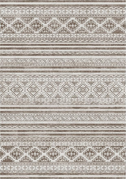 RUGSURE Washable Area Rugs 4' x 6' - 1/6 Thick - Moroccan-Inspired -Stain & Water Resistant Non-Slip - Resistant Rug for Living Room, Bedroom, Nursery, Pet & Child Friendly (Brown)