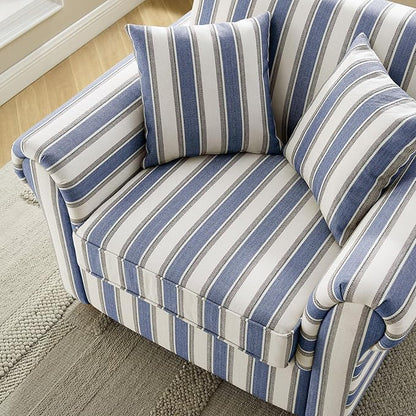 VANOMi 40" W Oversized Accent Chair, Oversized Reading Chair for Living Room, Comfy Reading Nook Chairs for Bedroom, Upholstered Large Chair Armchair Single Sofa for Small Space (Navy Stripe)