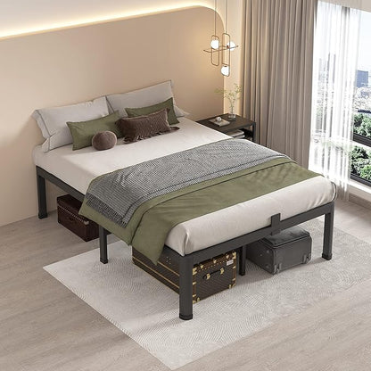 MAF 12 Inch Queen Metal Platform Bed Frame with Round Corner Legs, Mattress Slide Stopper, 3000 LBS Heavy Duty Steel Slats Support, No Box Spring Needed, Noise Free