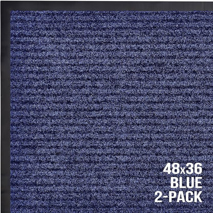 Sierra Concepts Front Door Mat X-Large Welcome Floor Mats - Entryway Indoor Outdoor Entrance Doormat, Patio, Porch, Muddy Dog Shoe, Inside Outside Low Profile 48x36in, 2-Pack Blue