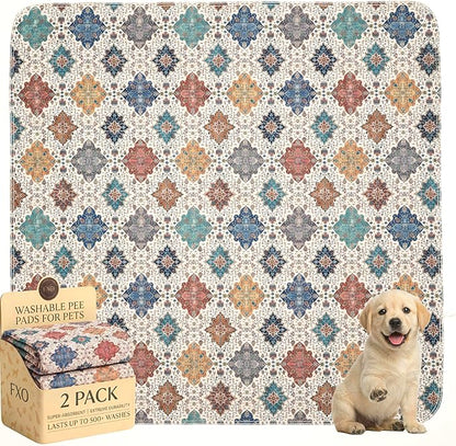 Washable Pee Pads for Dogs,Great Urine Absorbent Reusable Puppy Training Pads,Waterproof,Leak-Proof & Non-Slip Potty Pads for Whelping,Crate,Playpen,Bed.(Colorful Day,36"x36")