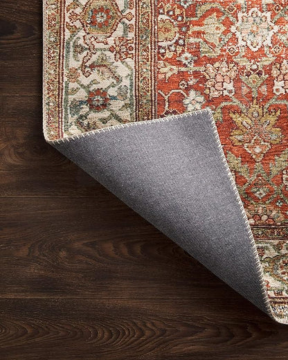 Loloi Layla Collection LAY-05 Ocean/Multi 3'-6" x 5'-6" .13" Thick Accent Rug, Soft, Durable, Vintage Inspired, Distressed, Low Pile, Non-Shedding, Easy Clean, Printed, Living Room Rug