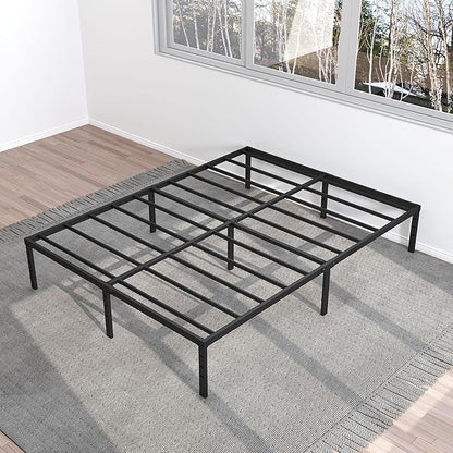 14 Inch Full Size Bed Frame No Box Spring Needed, Heavy Duty Metal Platform Bed Frame Full Support Up to 3000 lbs, Easy Assembly, Noise Free, Black