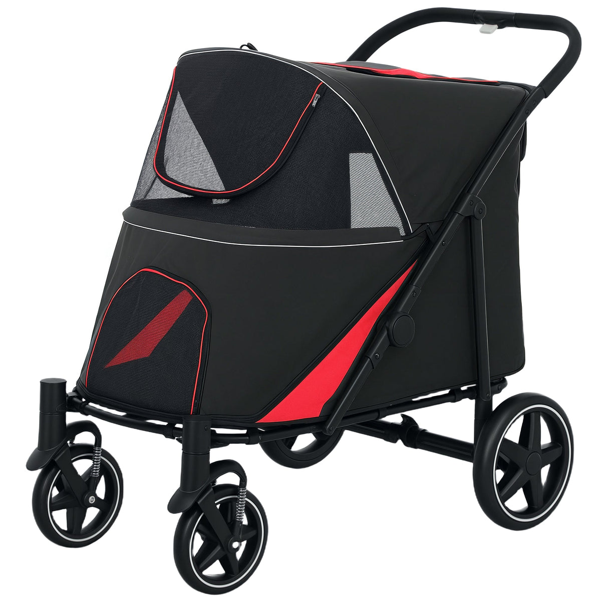 One-Click Foldable Dog Stroller for M, L Dogs, Pet Stroller, Black
