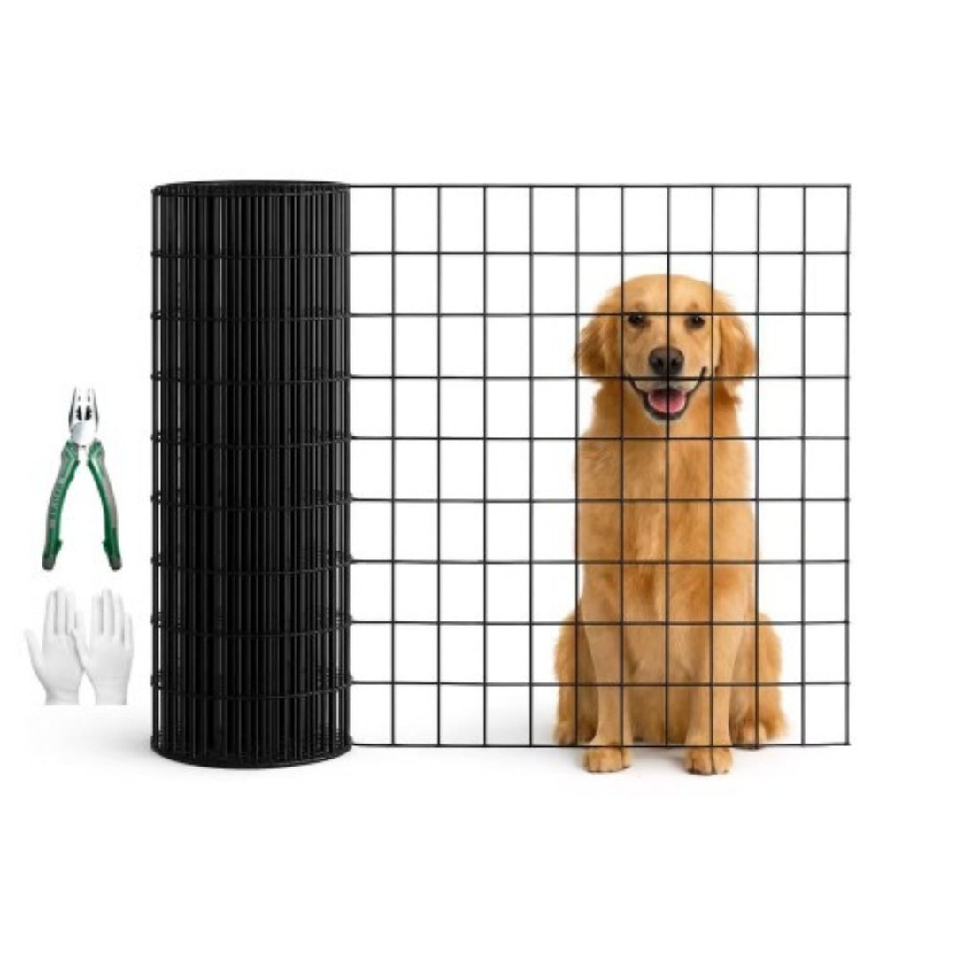 48 INCHx33 FT Black Vinyl-coated Metal Mesh, 16 Gauge 0.67 Inch Black PVC Metal Mesh, Black Welded Wire Mesh Support, Poultry Cage Protective Fence