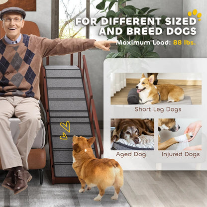 PawHut Wooden Dog Ramp With Removable Guardrails, Non-Slip Surface,