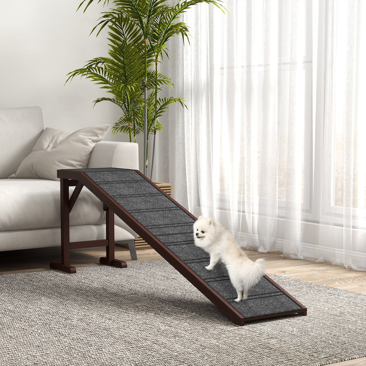 Pet Ramp For Dogs With Non-slip Carpet And Top Platform
