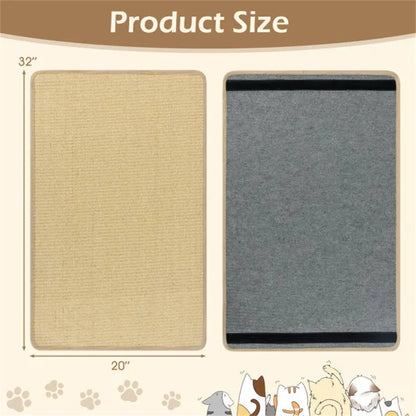 4-Pack 32"x20" Natural Sisal Cat Scratching Mats, Multifunctional Resting & Play Pads For Multi-Cat Households