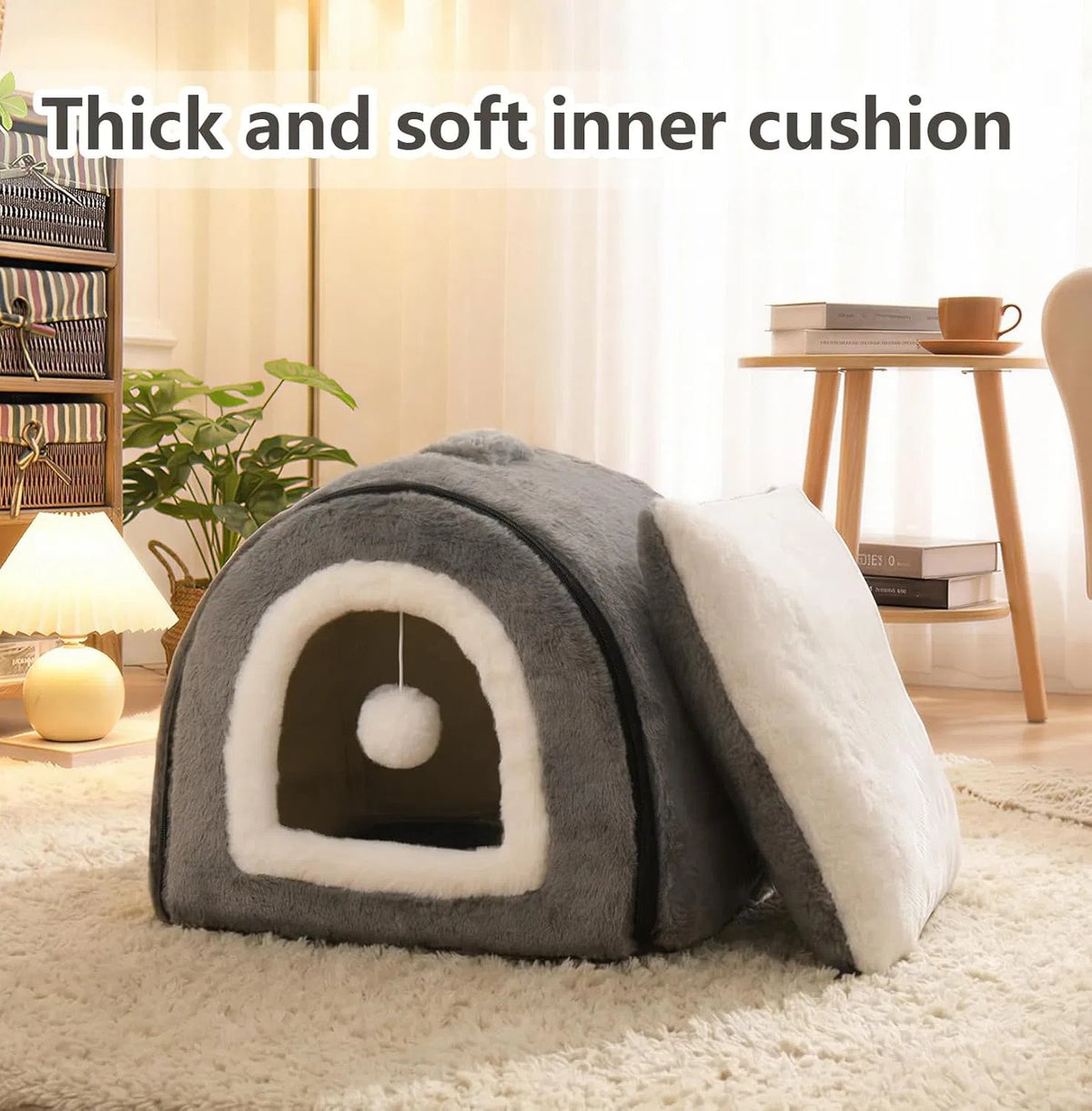 Cat Bed For Indoor Cats Foldable Cat Cave Anti-Slip Water-Resistant Bottom Cat Houses For Indoor Cats Or Small Dogs Kitten Tent