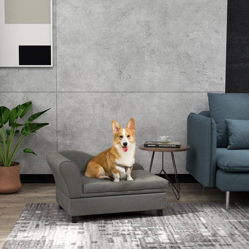 PawHut Pet Sofa Dog Sofa For Small Dogs With Storage, Gray