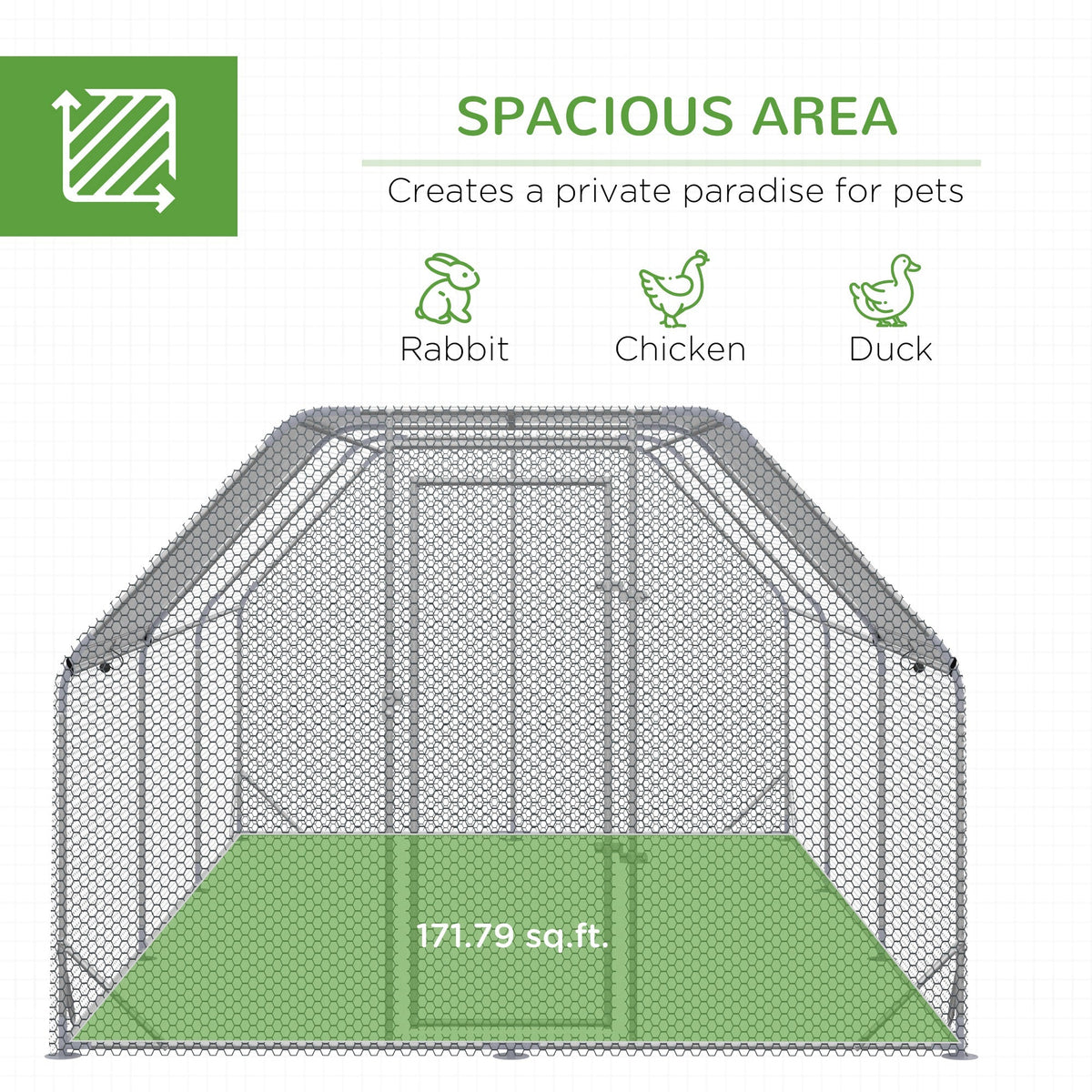9.2 x 18.7 x 6.4 Large Chicken Coop Metal Chicken Run with Waterproof and Anti-UV Cover, Flat Shaped Walk in Fence Cage Hen House for Outdoor and Yard Farm Use, 1" Tube Diameter