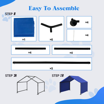 Dog Shade Shelter Outdoor Tent for Small Medium Dogs, Waterproof Sun Protection Pet House for Dogs, Small Animals and Livestock, Blue