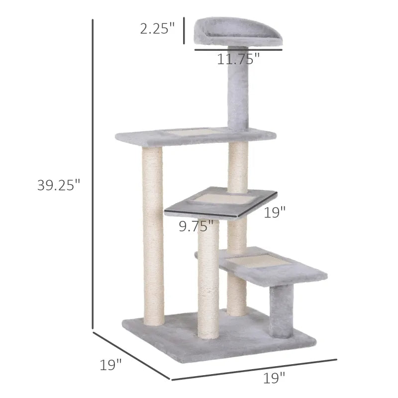5-Level Revolving Stair Cat Tree Scratcher Climbing Activity Tower With Play Center And Resting Perch - Gray