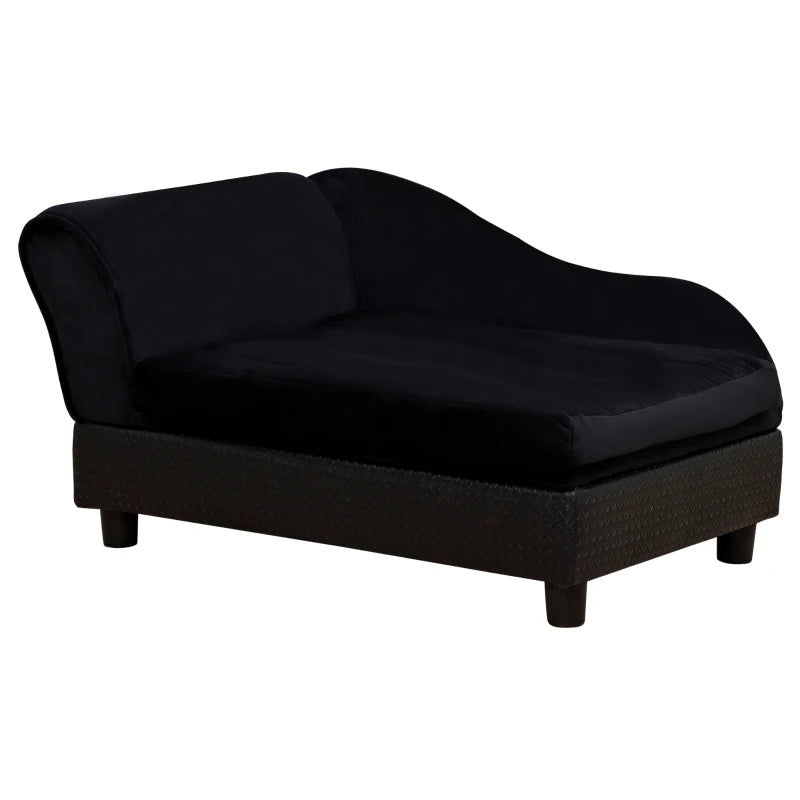 PawHut Pet Sofa Bed Couch With Storage, Pet Sofa For Cats And Small Dogs, Black