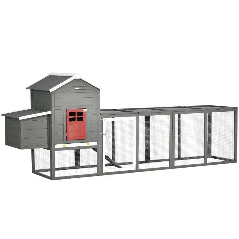 Extra Large Chicken Coop With Asphalt Roof, Wooden Hen Run With Slide-Out Tray And Nesting Box, Chicken Hutch For 3-6 Chickens, GrayMultiple Packages