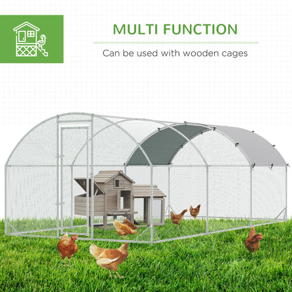 Large Chicken Coop Metal Chicken Run with Waterproof and Anti-UV Cover, Dome Shaped Walk-in Fence Cage Hen House for Outdoor and Yard Farm Use, 1" Tube Diameter, 9.2 x 18.7 x 6.5