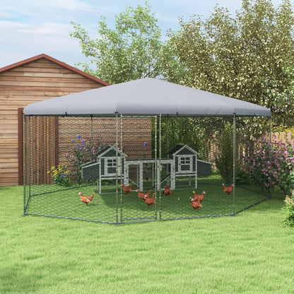 17.1 ft x 15.7 ft Chicken Run for 19-25 Chickens with Cover