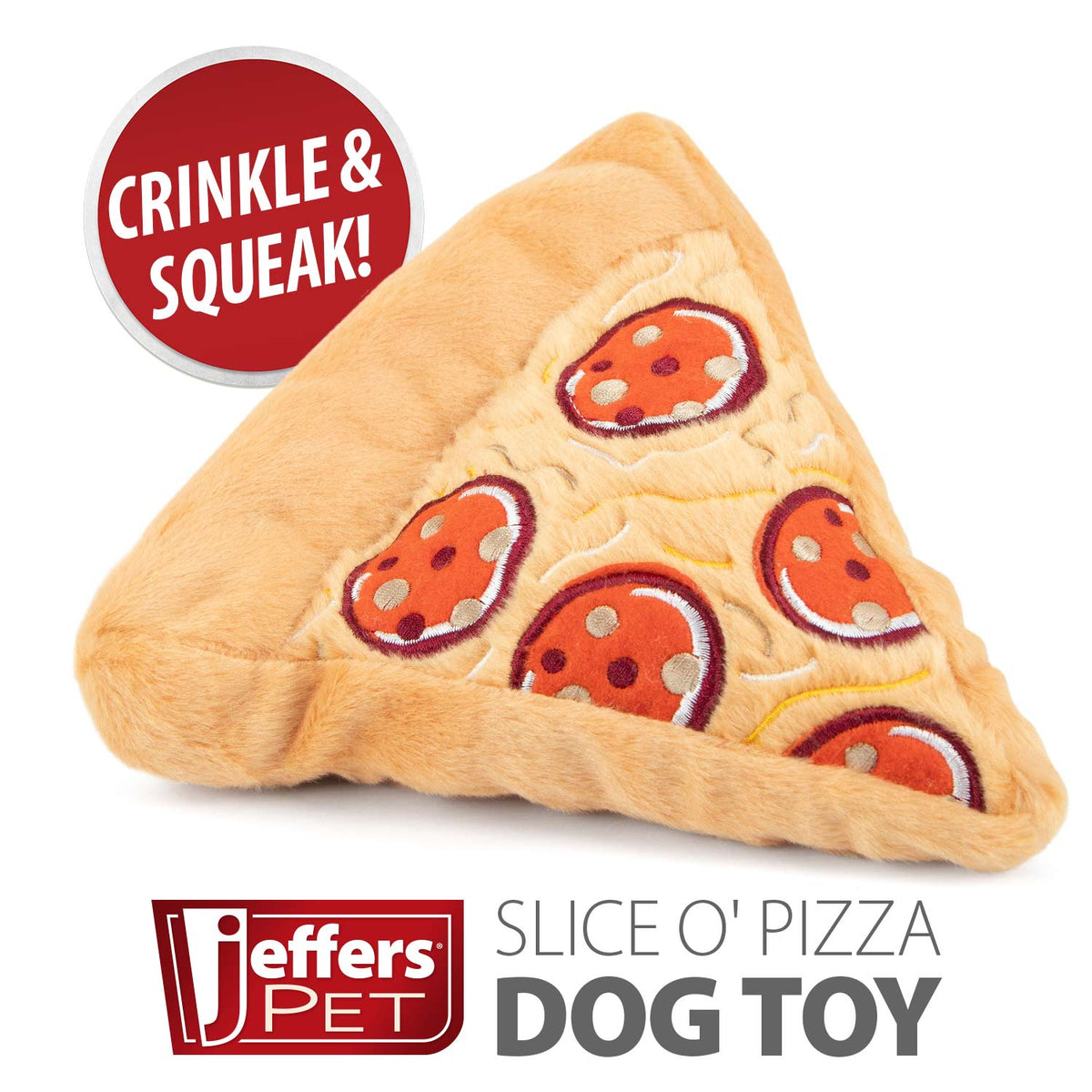 Jeffers Slice O' Pizza Crinkle & Squeak Dog Toy, Each